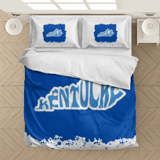 Kentucky Typography Sticker in State Shape Bedding Sets