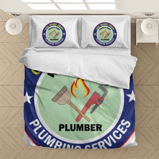 Plumber Gas Water Drain Services plumber sticker Bedding Sets