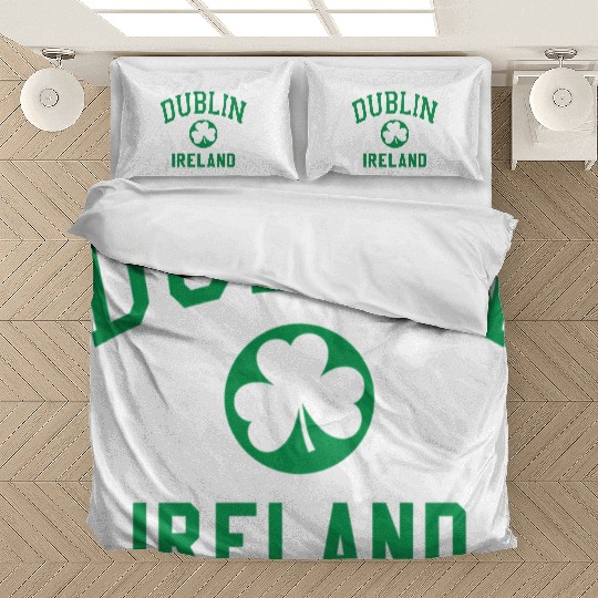 Dublin Varsity Style Shamrock Green Print Bedding Sets