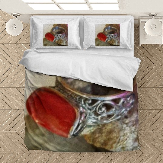 Red Coral sterling silver ring for women Bedding Sets