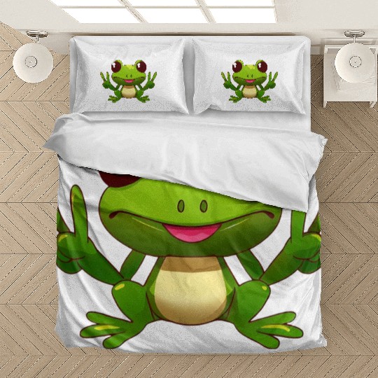Peace frog frog with peace sign Bedding Sets
