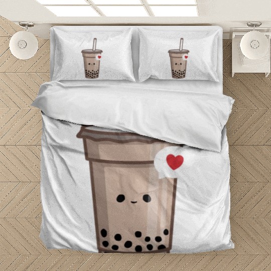 Kawaii Bubble Tea Love Boba Tea Bedding Sets
