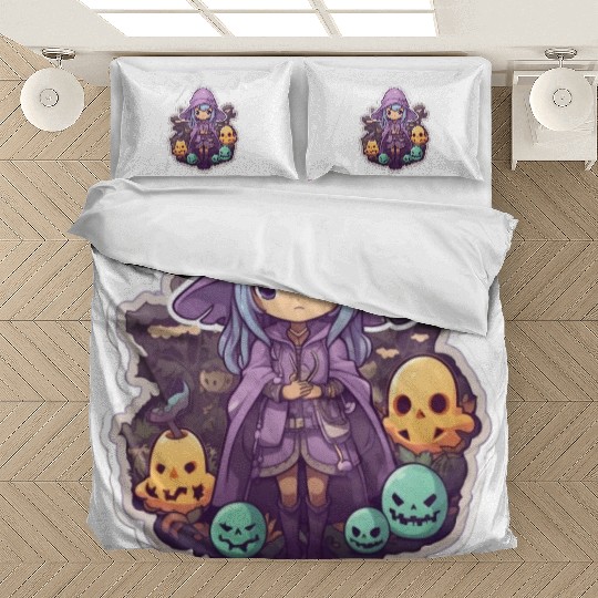 Cute Cartoonish Necromancer Summoning Friends Bedding Sets