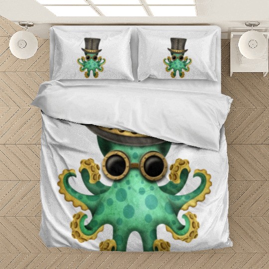 Steampunk Green Octopus Bedding Sets