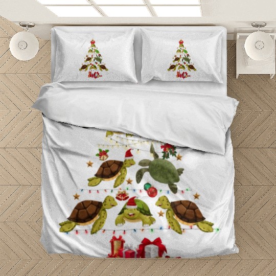 Funny Turtle Christmas Tree Bedding Sets Sea Turtle Lover