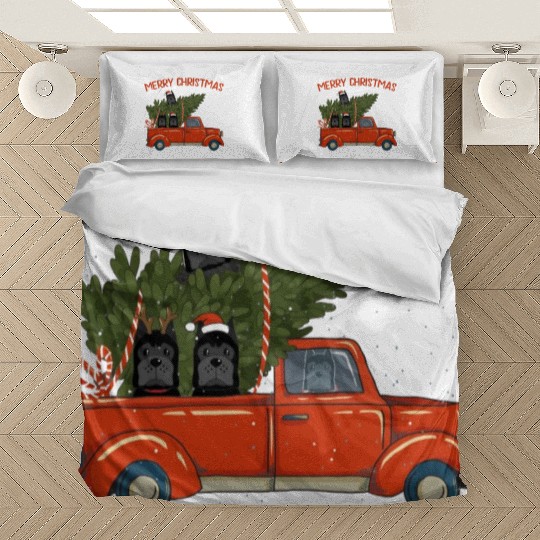 Cane Corso Xmas Vintage Red Pickup Retro Truck Bedding Sets
