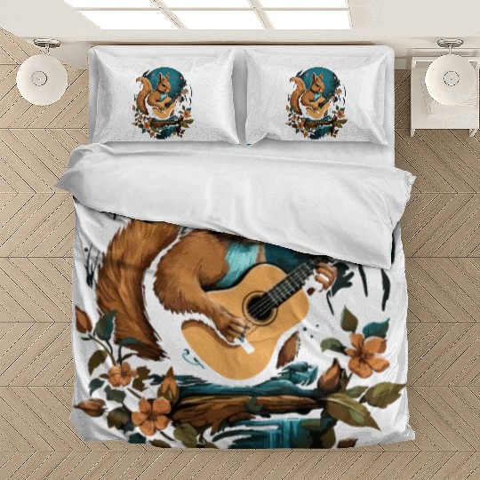 Squirrel playing a guitar Bedding Sets