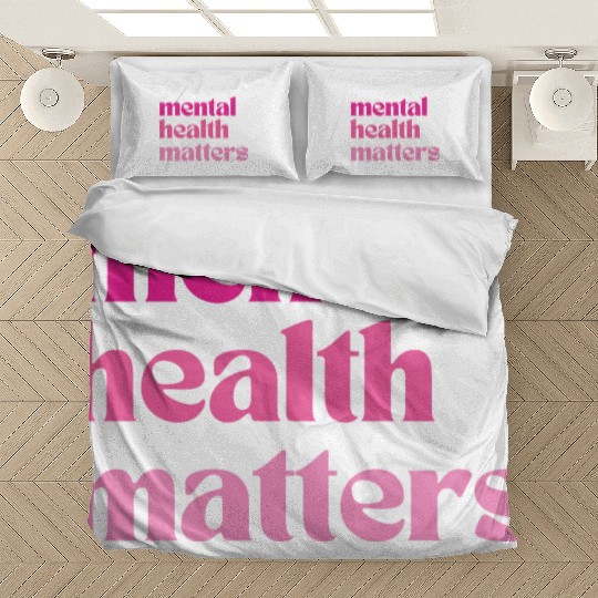 Mental Health Matters Retro Quote Barbiecore Pink Bedding Sets