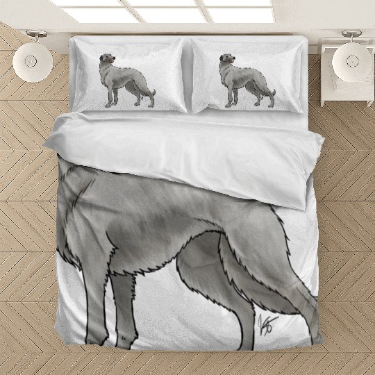Dog Scottish Deerhound Light Gray Bedding Sets