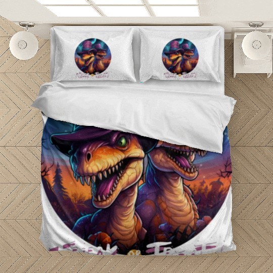 Halloween Dinosaur Velociraptor Trick or Treat Bedding Sets