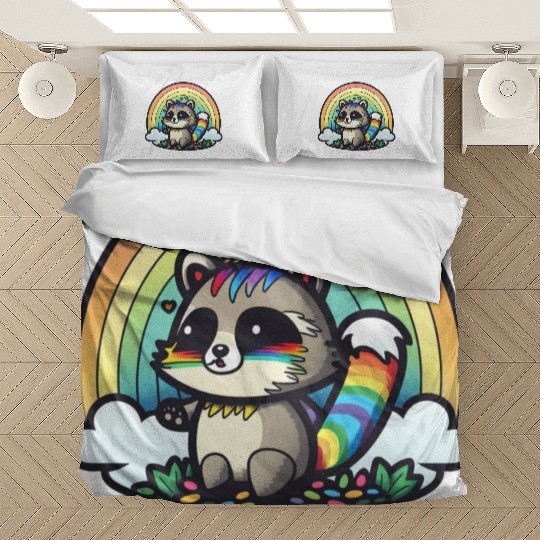 Weird Rainbow Raccoon Bedding Sets