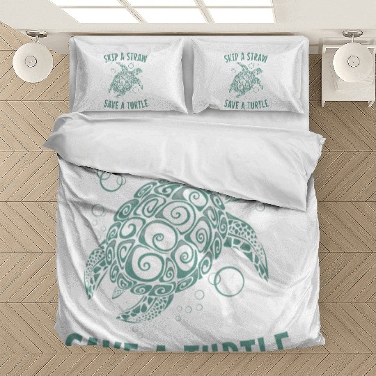 Skip A Straw Save A Turtle Earth Day Bedding Sets