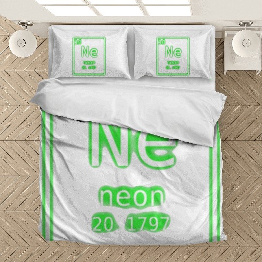Neon Element Green Periodic Table Chemistry Nerd Bedding Sets