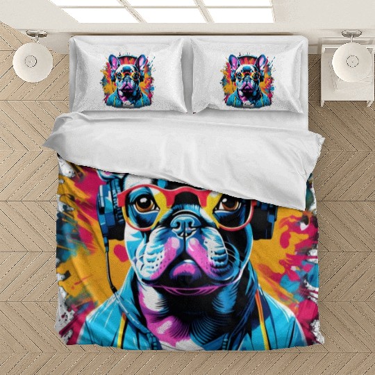Vibrant Canine Graffiti: A Walk Over the Rainbow Bedding Sets