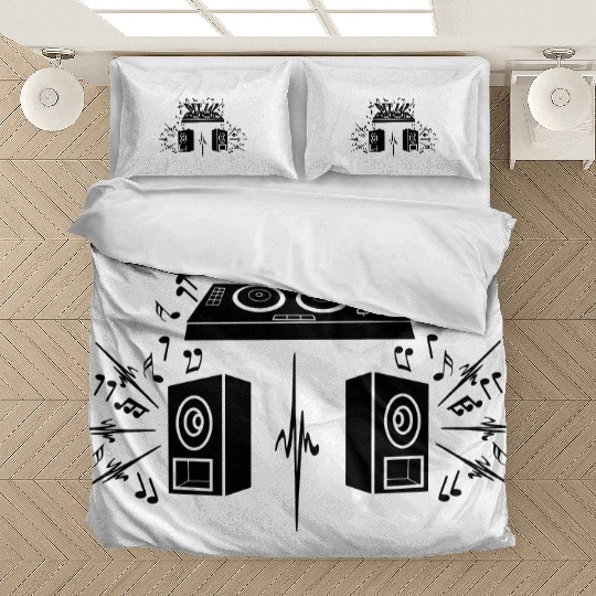 Deejay logo with turntable boxes Bedding Sets
