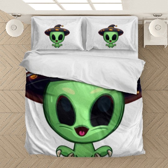 Green Alien Celebrates Halloween Bedding Sets