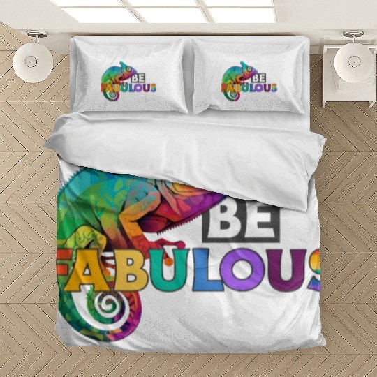 Be fabulous! with rainbow colored chameleon Bedding Sets