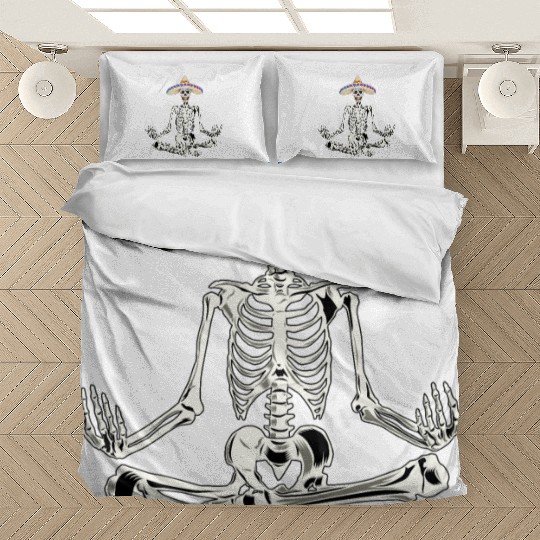 Yoga Skeleton Wearing Sombrero Bedding Sets
