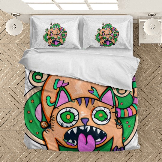 Psychedelic Trippy Cat Bedding Sets