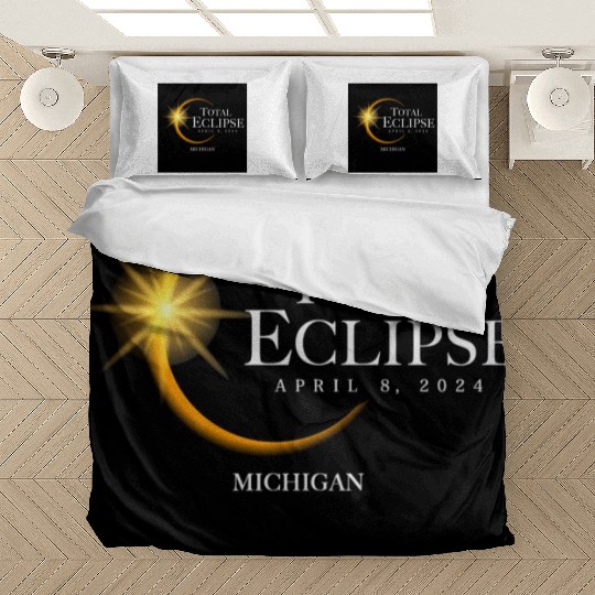 Michigan Eclipse 2024 Souvenir April 8 Memento Bedding Sets