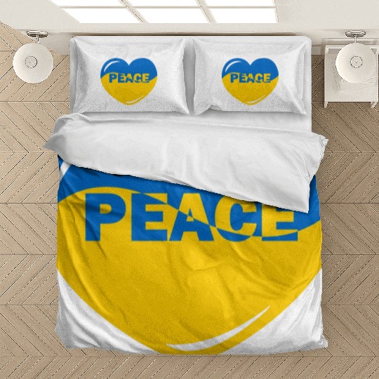 Heart peace ukraine flag colors Peace Bedding Sets