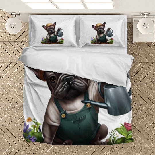Frenchie Playing in the Garden Bedding Sets