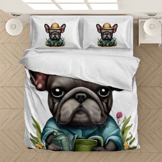 Frenchie Watering Plants Bedding Sets