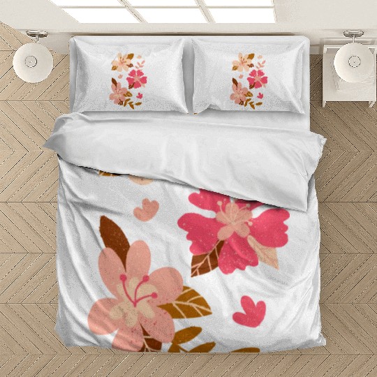 Pink Hibiscus Flowers Bedding Sets