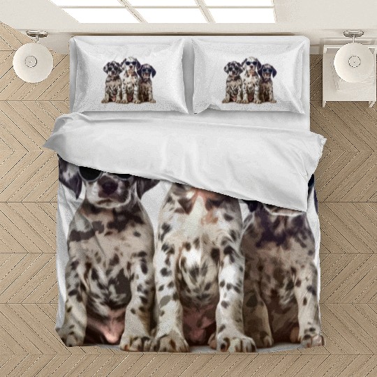Dalmatian with Glasses Funny Dog Lover Design Bedding Sets