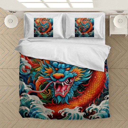 dragon pattern circle pentel color 4 Bedding Sets