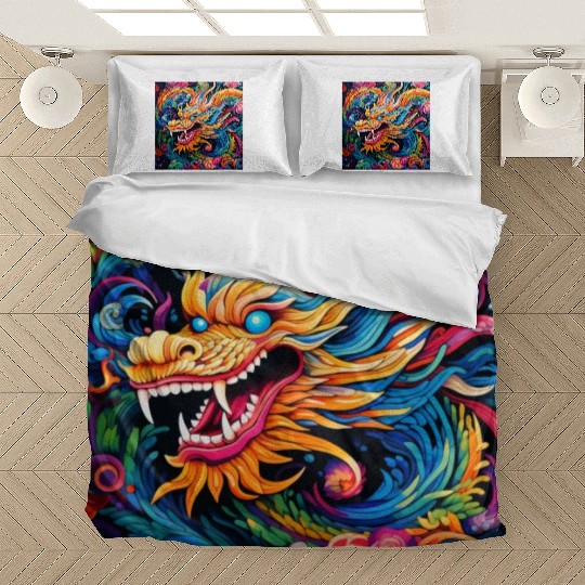 dragon pattern circle pentel color Bedding Sets