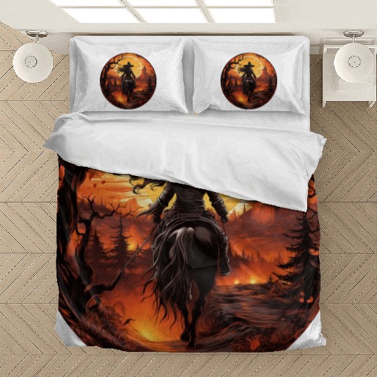 Witchy Cowgirl Riding off into the Full Moon Bedding Sets