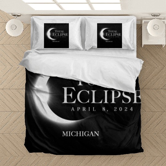 Michigan 2024 Eclipse Souvenir April 8 Memento Bedding Sets