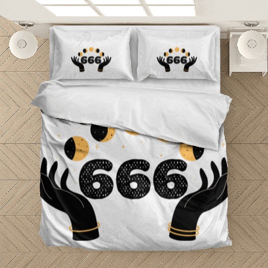 Angel Numbers 666 Moon Cycle Hands Bedding Sets