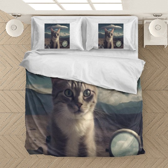 Cat Ufo Alien Area 51 space shuttle Bedding Sets