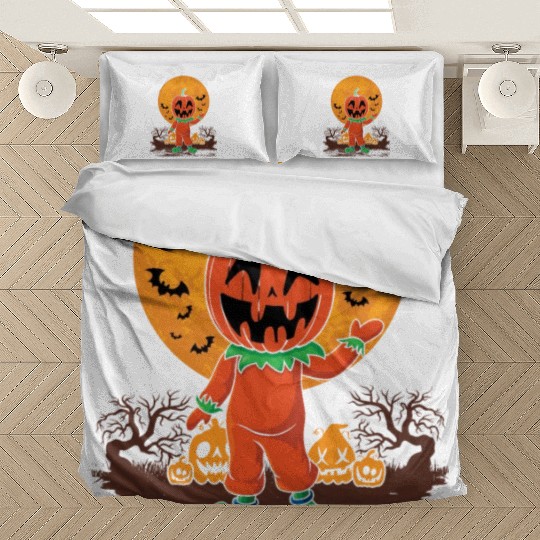 Pumpkin Person Creepy Halloween Pumpkin Bedding Sets