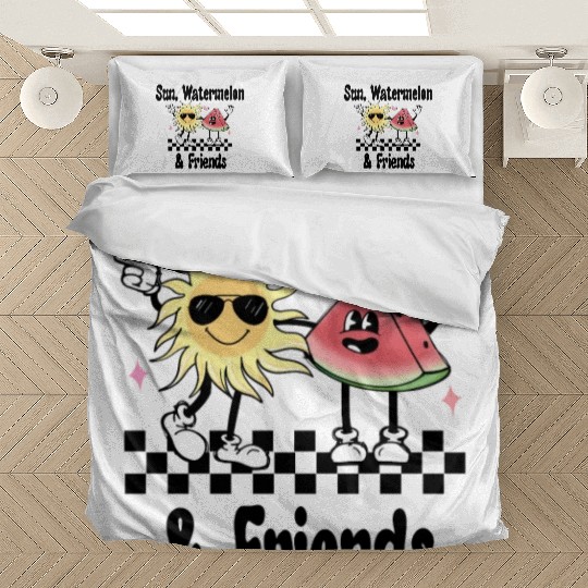 Sun, Watermelon, and Friends, Summer, Beach, Bedding Sets