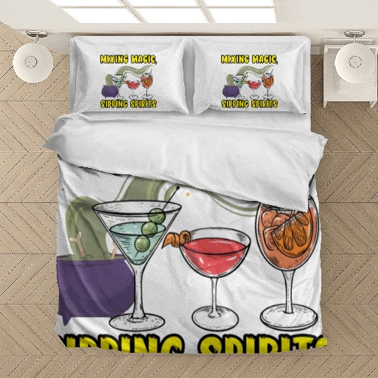 Mixing Magic Sipping Spirits Bartender Halloween Bedding Sets