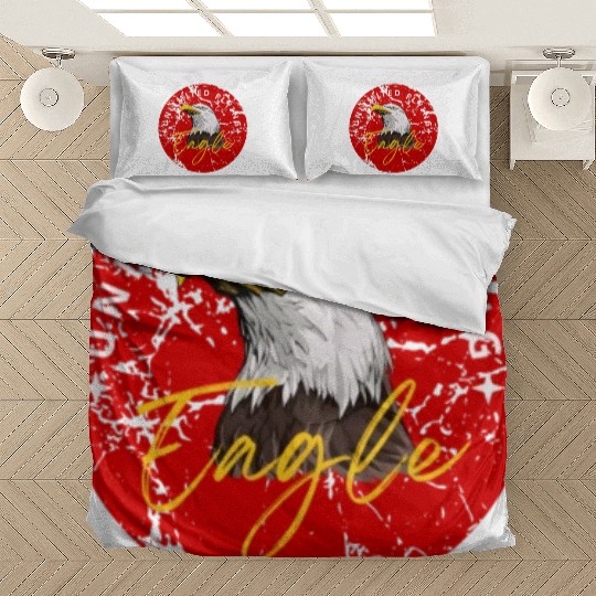 Black Red Illustrated Eagle Bedding Sets