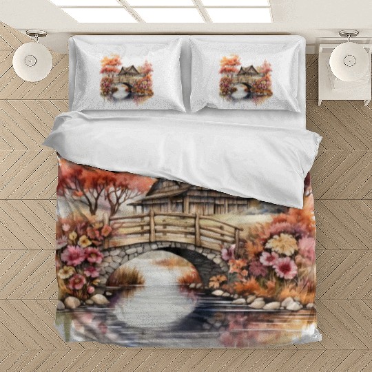 Vintage Wildflower Poster Green Botanical Wall Art Bedding Sets