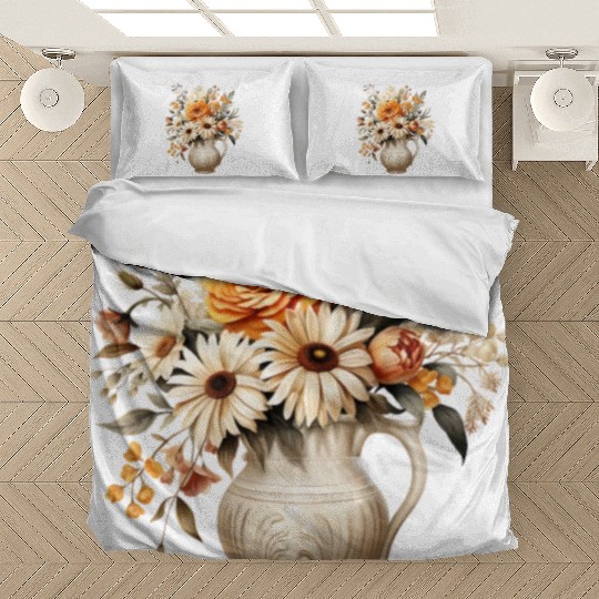 Vintage Wildflower Poster Green Botanical Wall Art Bedding Sets
