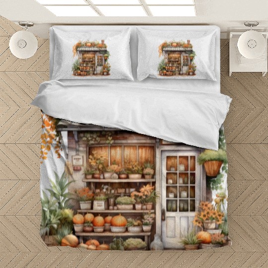 Vintage Wildflower Poster Green Botanical Wall Art Bedding Sets