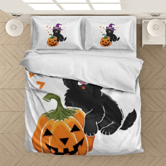 Witch Cat In Pumpkin Cool Creepy Halloween Bedding Sets