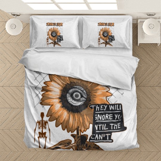 Sun Flower Mind in Retro Design with Skeleton Bedding Sets