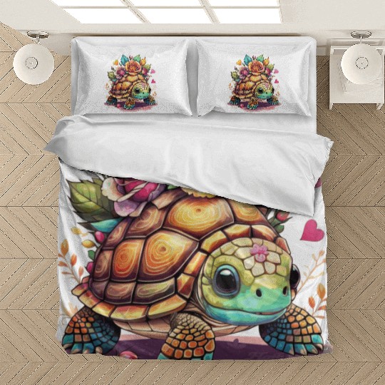 Sweet Turtle among the roses Bedding Sets