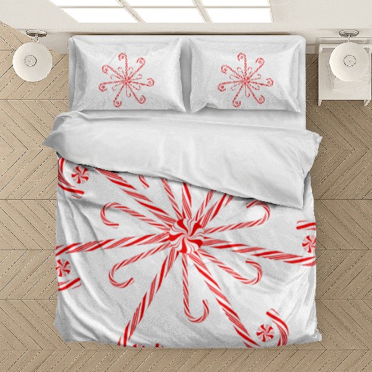 Peppermint Candy Cane Snowflake Bedding Sets