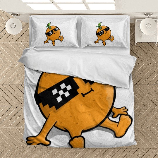 Cool Relaxing Orange Fruit Pixel Sunglasses Face Bedding Sets