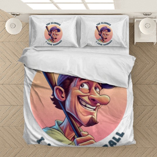 The Clubber, Posing with His Baseball Bat Bedding Sets