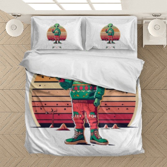 Beam Me Up Santa Claus Alien Christmas Ufo Coffee Bedding Sets