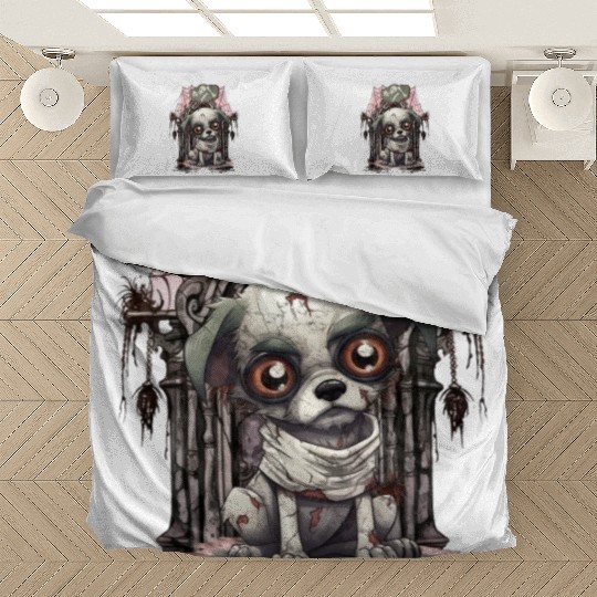 HalloweeChihuahua Mummy Dreaming of Skeleton Bones Bedding Sets